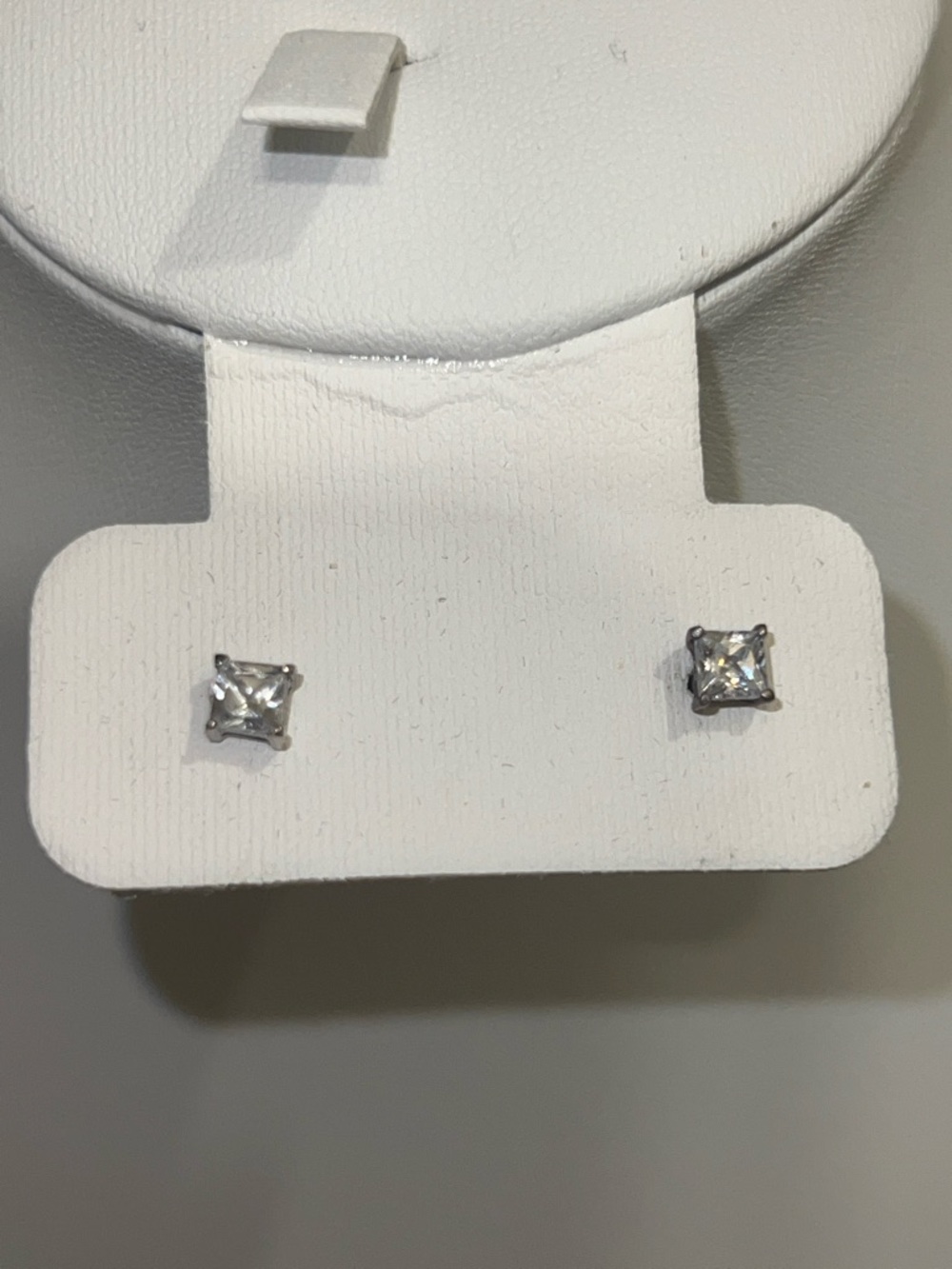 Sterling Silver Classic Princess-Cut Clear Stone Stud Earrings - Women Jewelry